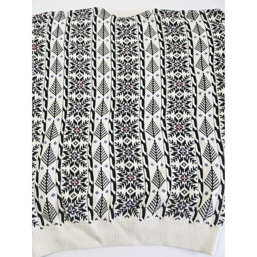 Vintage Liz Claiborne Winter Sweater Womens Size Large 100% Cotton Pullover Snow - Picture 8 of 8